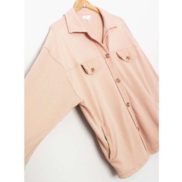 Nordstrom BP Oversize Cotton Blend SOFT Shirt Jacket Shacket M Tan Nougat Beige - Picture 11 of 16